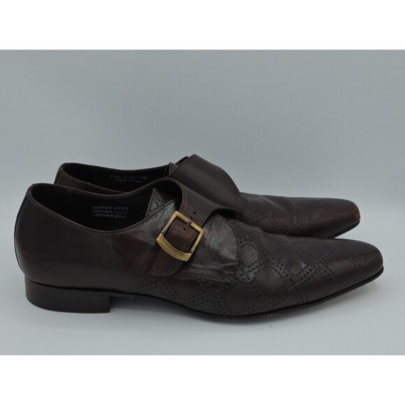 Paul Fredrick Dark Brown Leather Loafers Monk Strap Size 13 US Made In Italy - Picture 5 of 8